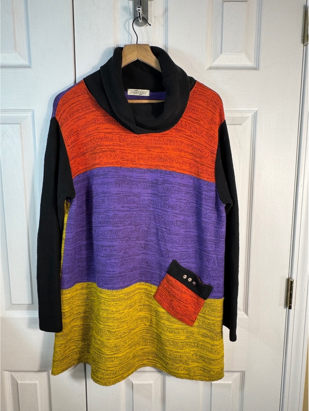 Margaret Winters Colorblock Long Sleeve Sweater Dress with Pocket Size L